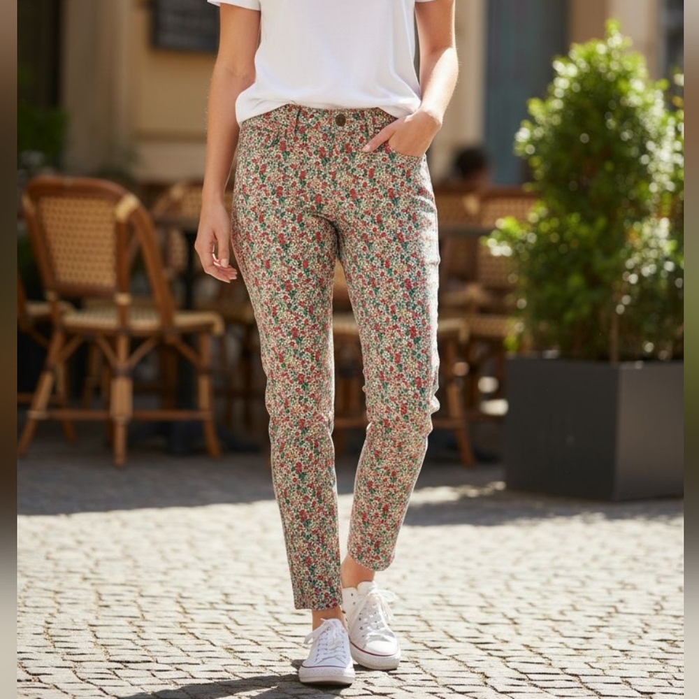 J. Crew Multicolor Floral Print Pants